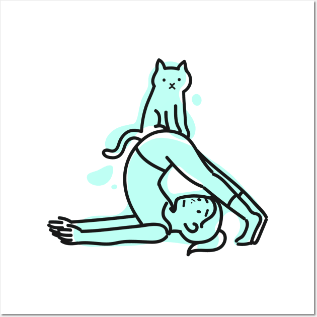 Cute Cat Yoga Pose Sticker Wall Art by Nature Lover Apparel